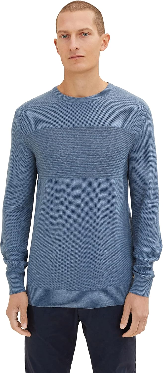 TOM TAILOR Herren Pullover XL 30278 - China Blue Melange, XL 30278 - China Blue Melange