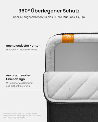 tomtoc 360° Tasche Hülle für 13 Zoll MacBook Air 2024-2018 M3/A3113 M2/A2681 M1/A2337, 13-Zoll MacBo