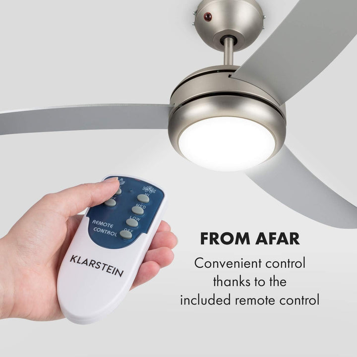 Klarstein El Paso Deckenventilator - 2-in-1: Ventilator & Deckenlampe, Durchmesser: 52" (132 cm), 3