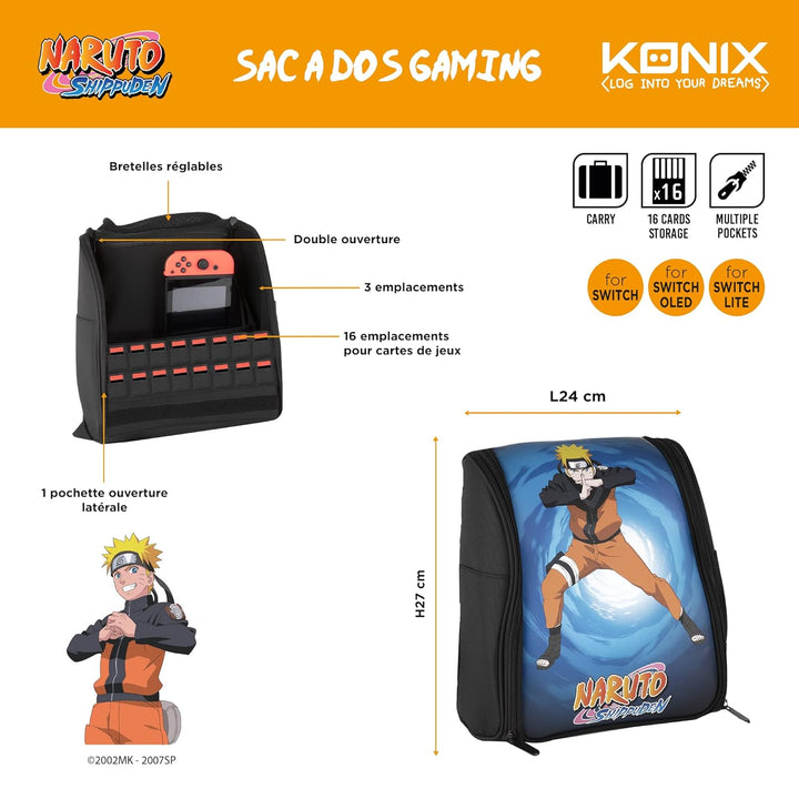 Konix Naruto Shippuden Rucksack zum Schutz und Transport von Konsole, Spielen und Zubehör Nintendo S
