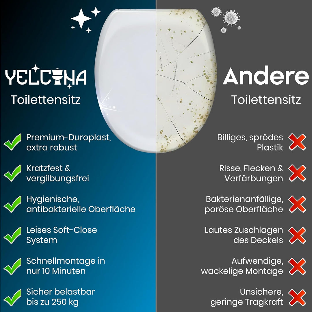 Toilettendeckel mit Absenkautomatik [Einfache Montage] antibakteriell & UV-beständig | Quick-Release