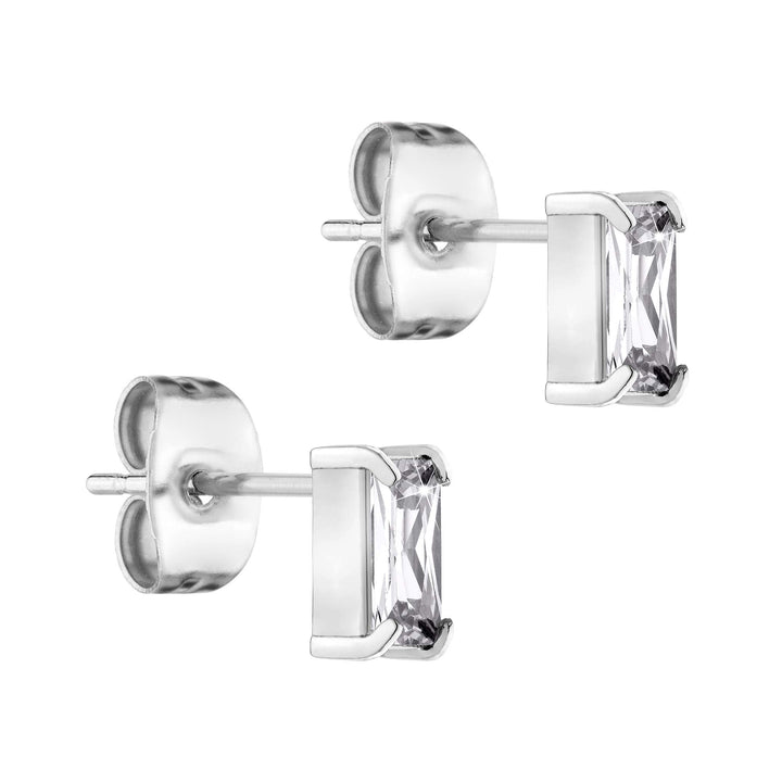 Tamaris Ohrstecker für Damen, Damen Ohrschmuck wasserfest aus Edelstahl Baguette Stones steel, Bague