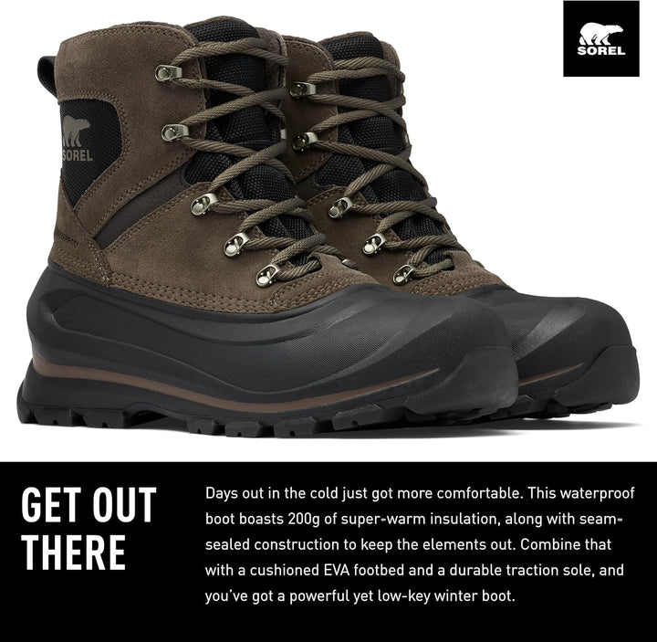Sorel Buxton Lace Waterproof wasserdichte Winterstiefel für Herren, Braun (Major x Black), 40 EU 41.