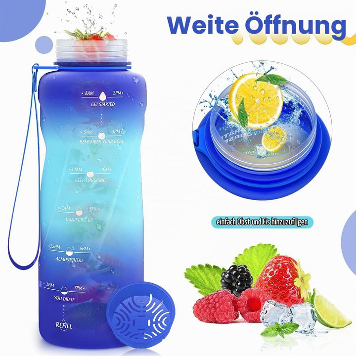 Sport Trinkflasche 2l, 1,5l, 1l, 700ml, 500ml Trinkflasche Kinder Auslaufsicher, Motivierende Wasser