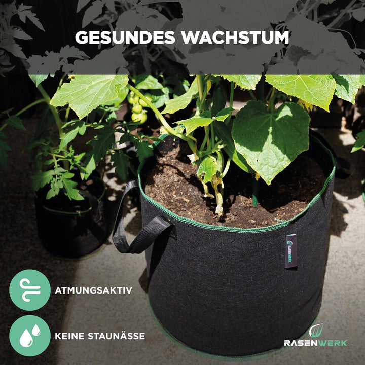 30 Liter Pflanztasche aus Vliesstoff - Pflanzsack für Garten, Gewächshaus &amp; Balkon - Pflanzbeutel fü