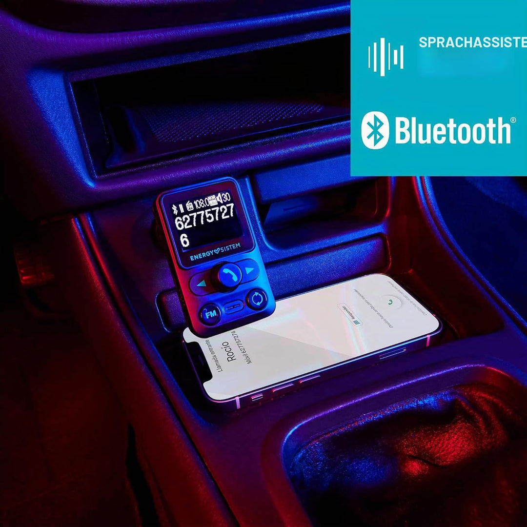 Energy Sistem Car Transmitter FM Xtra (FM-Transmitter zum Musikhören im Auto, 1,4" LCD, Bluetooth®,