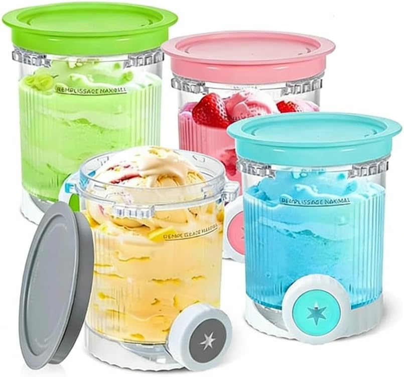 4 Stück Behälter für Ninja Swirl Creami 480 ml, Eisbehälter für NC700 NC701EU Serie, BPA-frei, Spülm