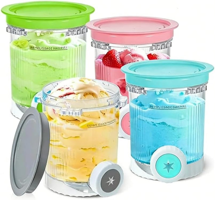 4 Stück Behälter für Ninja Swirl Creami 480 ml, Eisbehälter für NC700 NC701EU Serie, BPA-frei, Spülm