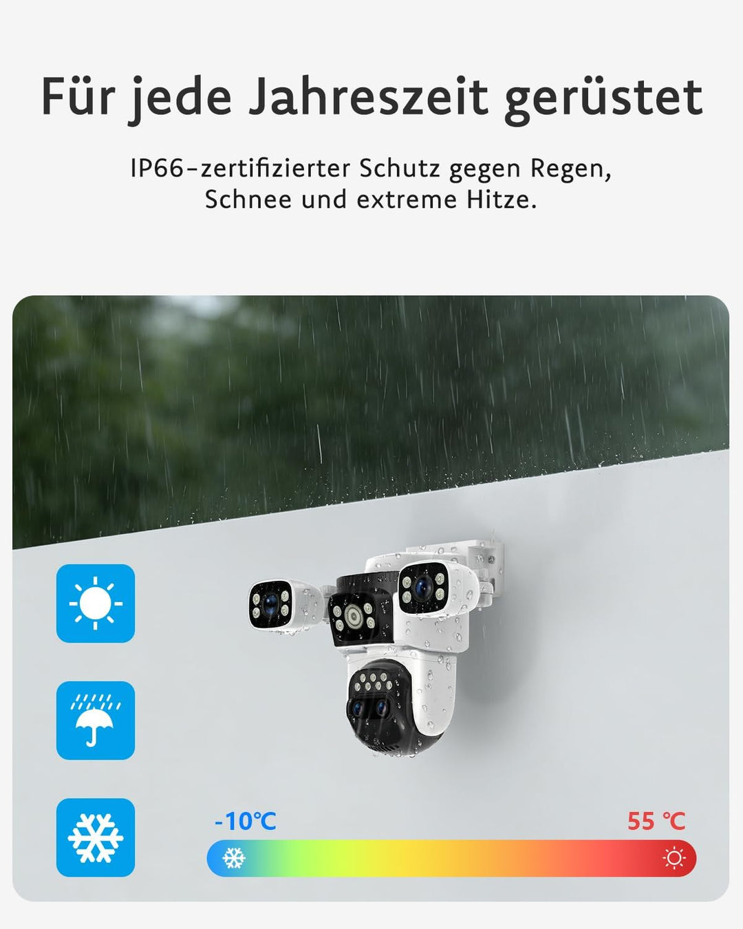 VSTARCAM 4-Linsen Überwachungskamera Aussen, 2K Kamera Überwachung Aussen 360° PTZ mit 10X Hybrid-Zo