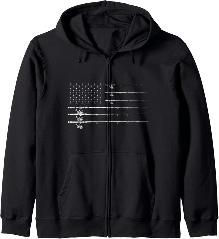 Angelrute Amerika Flagge Fisch Angler Hobby Fischer Angeln Kapuzenjacke