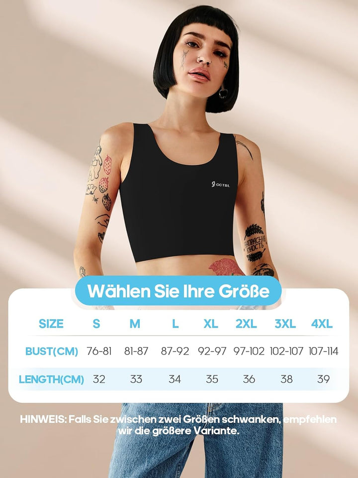 Brust Binder für Transgender FTM Trans Binder Atmungsaktive Nahtlos Schwimm Binder Bra Schwarz XL, S