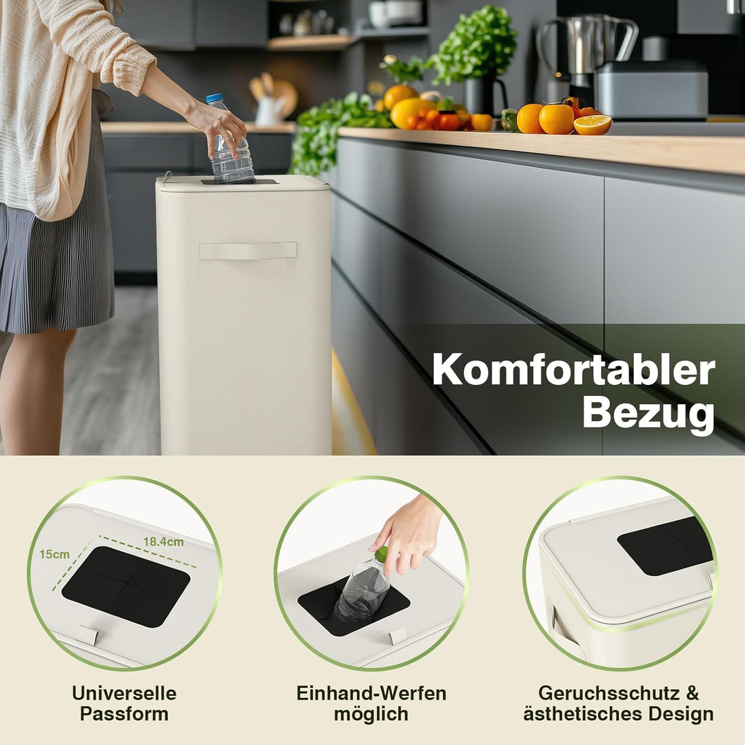 Pfandflaschen Sammelbehälter mit Deckel 100L, Gross Pfandflaschen Behälter mit 2 Tragetasche, Flasch