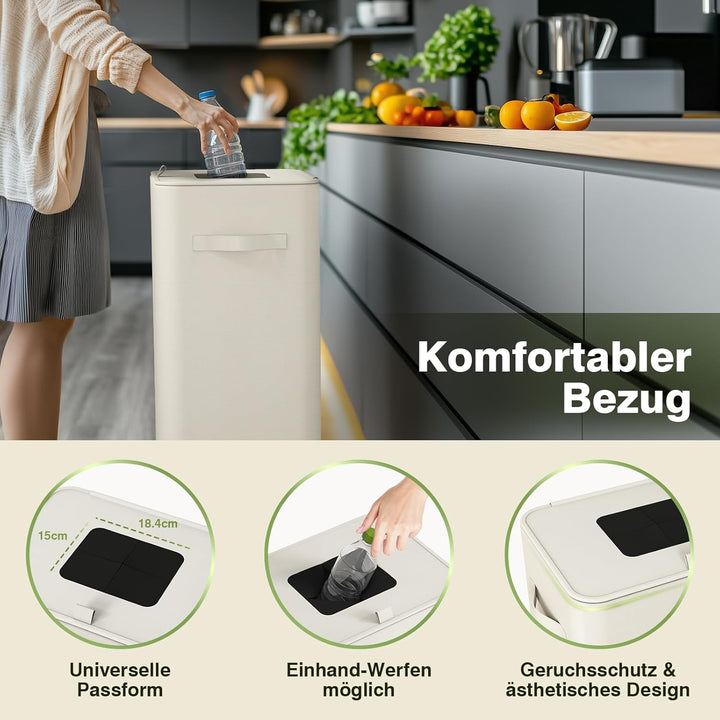 Pfandflaschen Sammelbehälter mit Deckel 100L, Gross Pfandflaschen Behälter mit 2 Tragetasche, Flasch