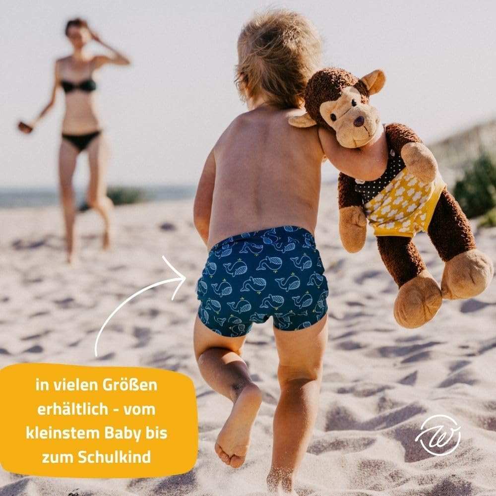 Windelmanufaktur waschbare und wiederverwendbare Schwimmwindel, Badewindel (Wellen, L) Wellen L (1er