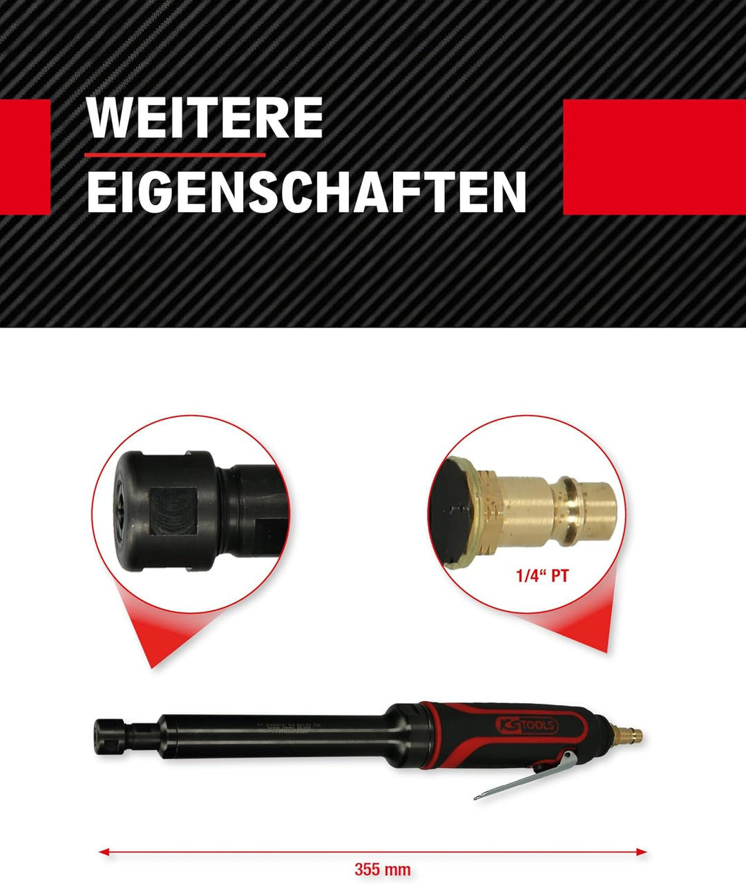 KS Tools Langschaft Stabschleifer Druckluft SlimPOWER 515.5415 I Geradschleifer mit Drehzahl-Regulie