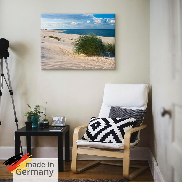 ARTland Leinwandbilder Wandbild Bild auf Leinwand 80x60 cm Strand Meer Düne Küste Gräser Nordsee Mar