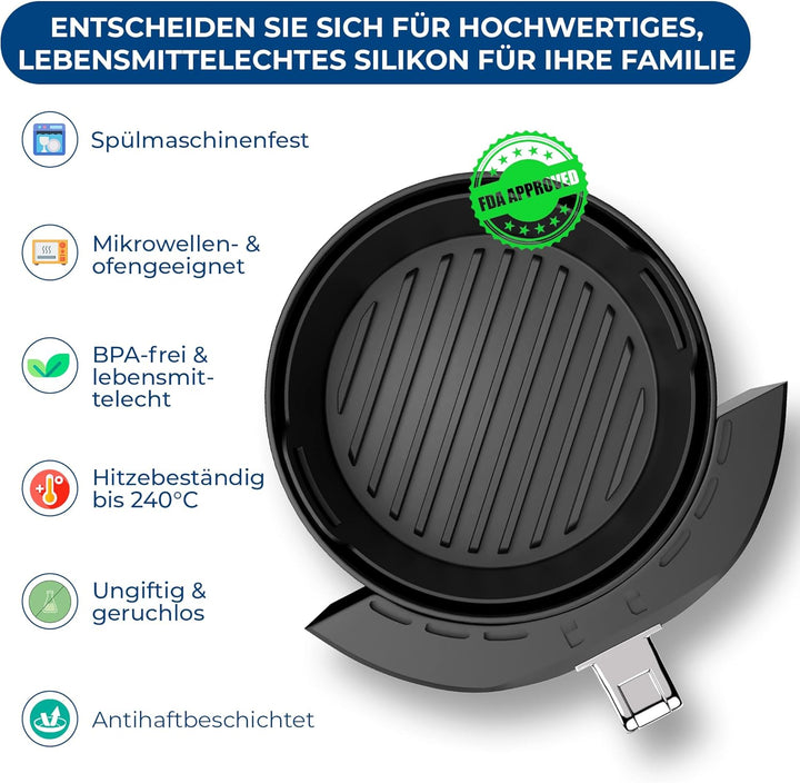 Premium 2 Stück Silikonform Heissluftfritteuse Rund für Ninja 5,2L AF160EU, 3.8L AF100EU & andere 5,
