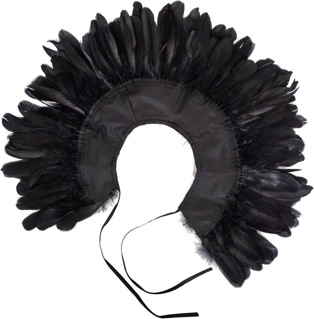 keland Feder Cape Stola Schwarz Weiss Beige Schal Halloween-Kostüm, Schwarz