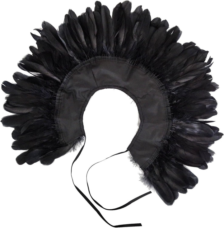 keland Feder Cape Stola Schwarz Weiss Beige Schal Halloween-Kostüm, Schwarz