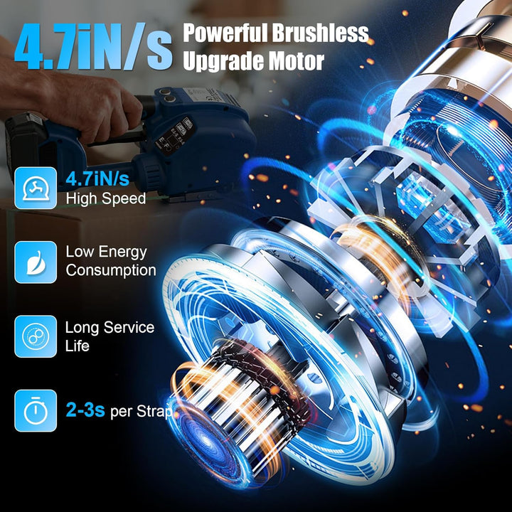 SWANSOFT Elektro-Umreifungsgerät für 14-16 mm PP-/PET-Band mit Digitaldisplay, 2 x 5000 mAh Akku, au