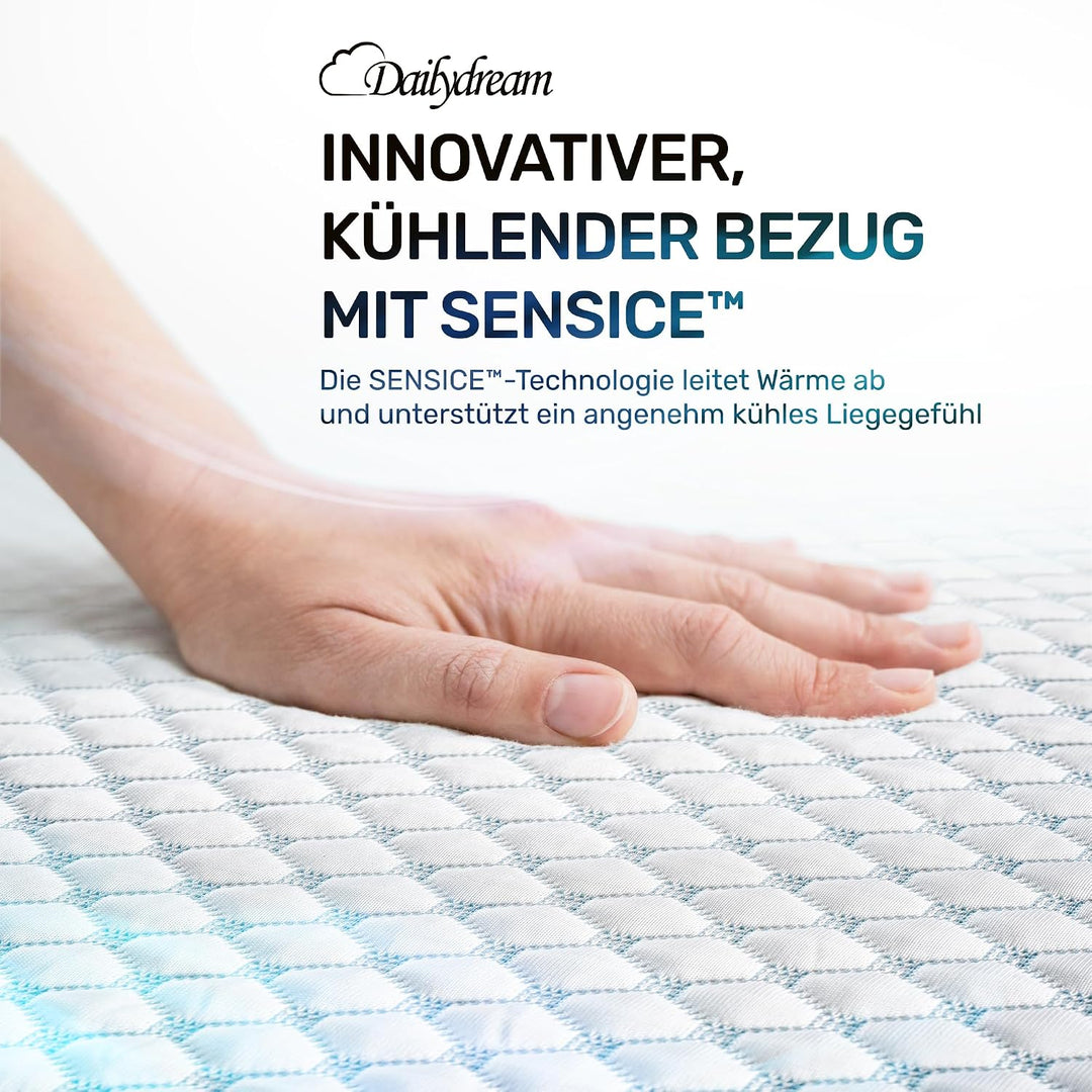 Dailydream Cooling Topper 140x200cm aus Memory Foam, 5 cm hoch | Edition Cool Touch, H1/2, kühlende