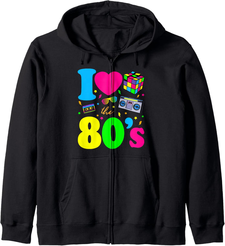 80er Jahre | I Love the 80s | Vintage Retro Kapuzenjacke