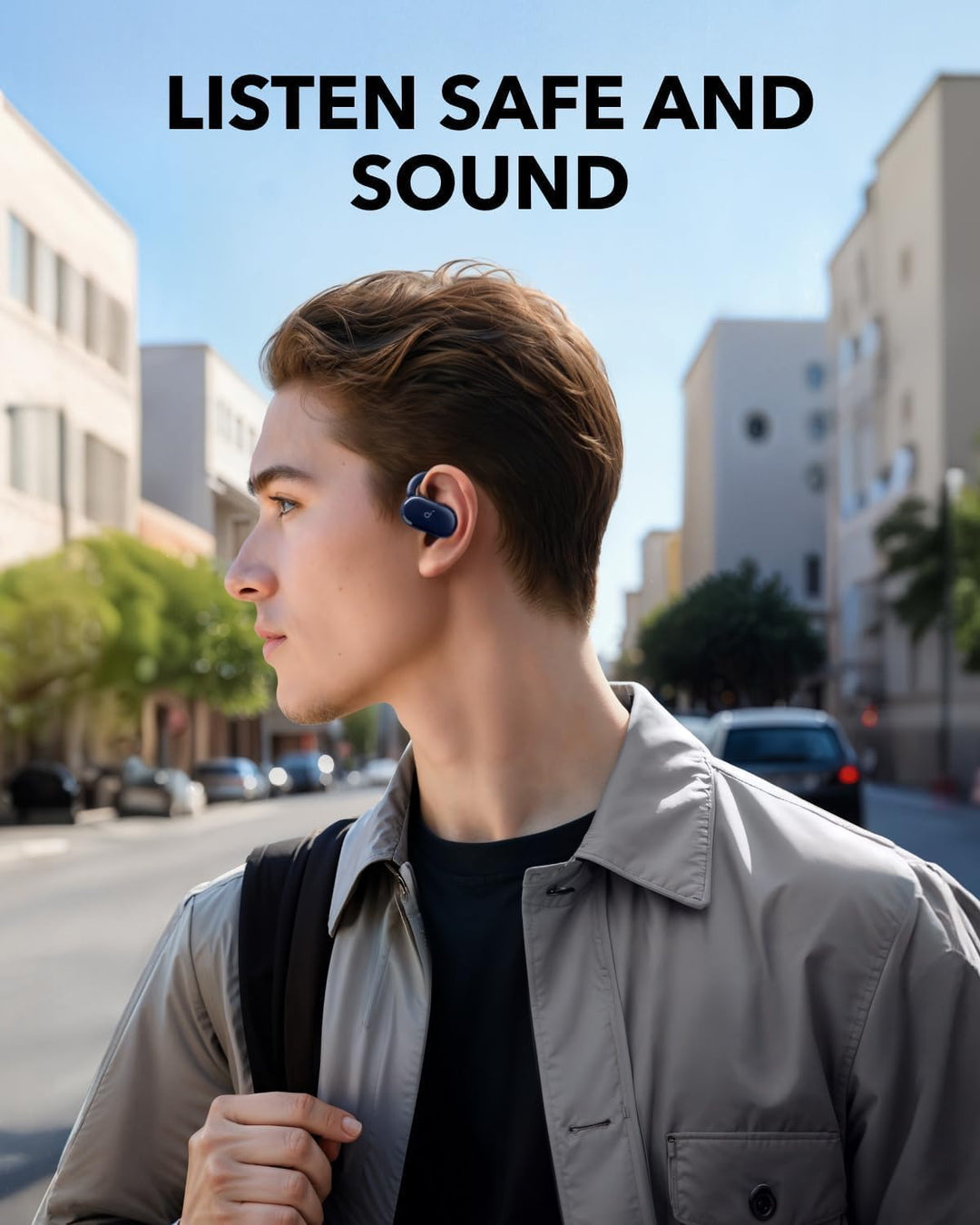 soundcore Anker V20i Open-Ear Headphones, Adjustable Ear Hooks, Noise-Free Calls, IP55, LED, 36 Hour
