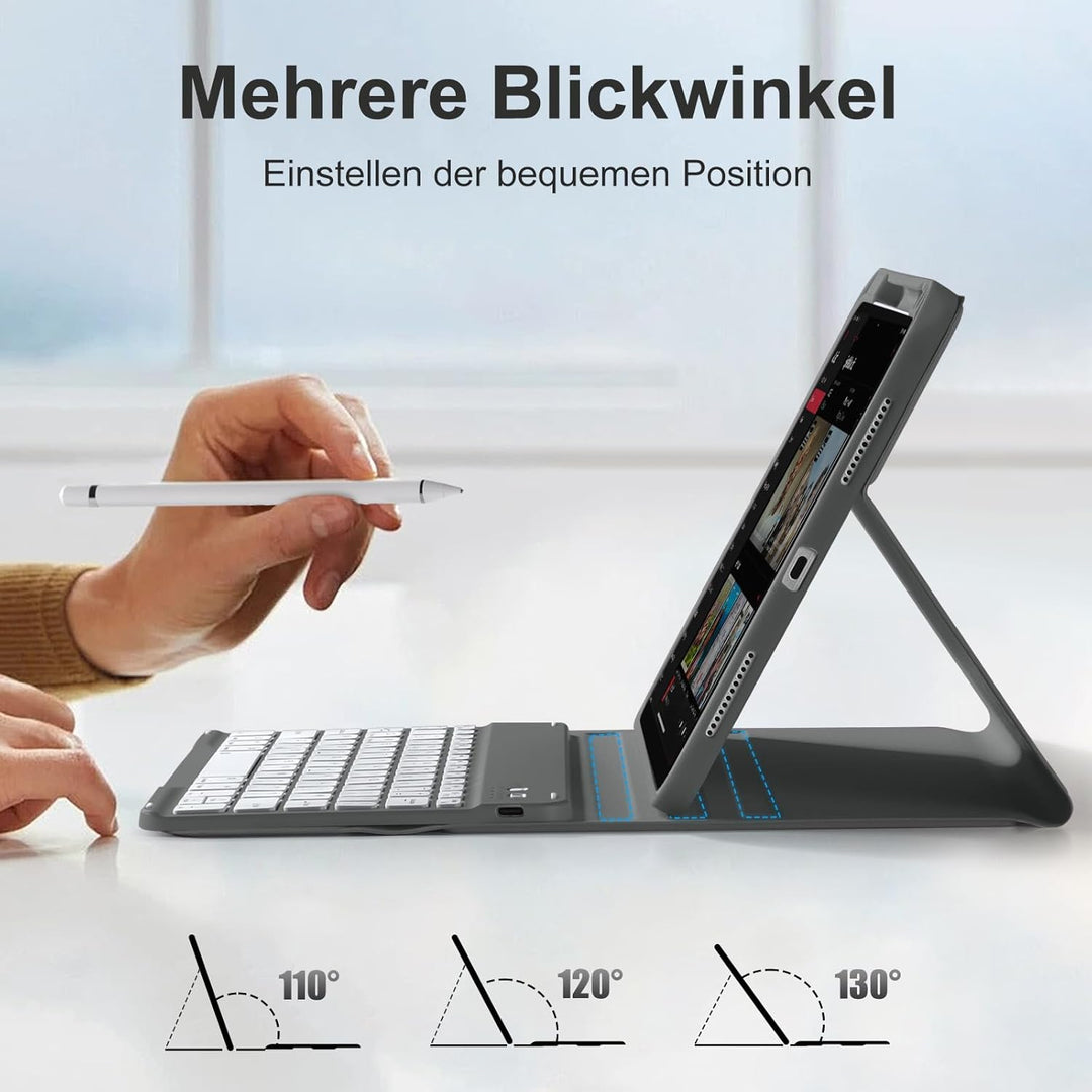 Hülle mit Tastatur für iPad A16 11 Generation 2025/10 Generation 2022(11/10.9 Zoll), Magnetische Ant