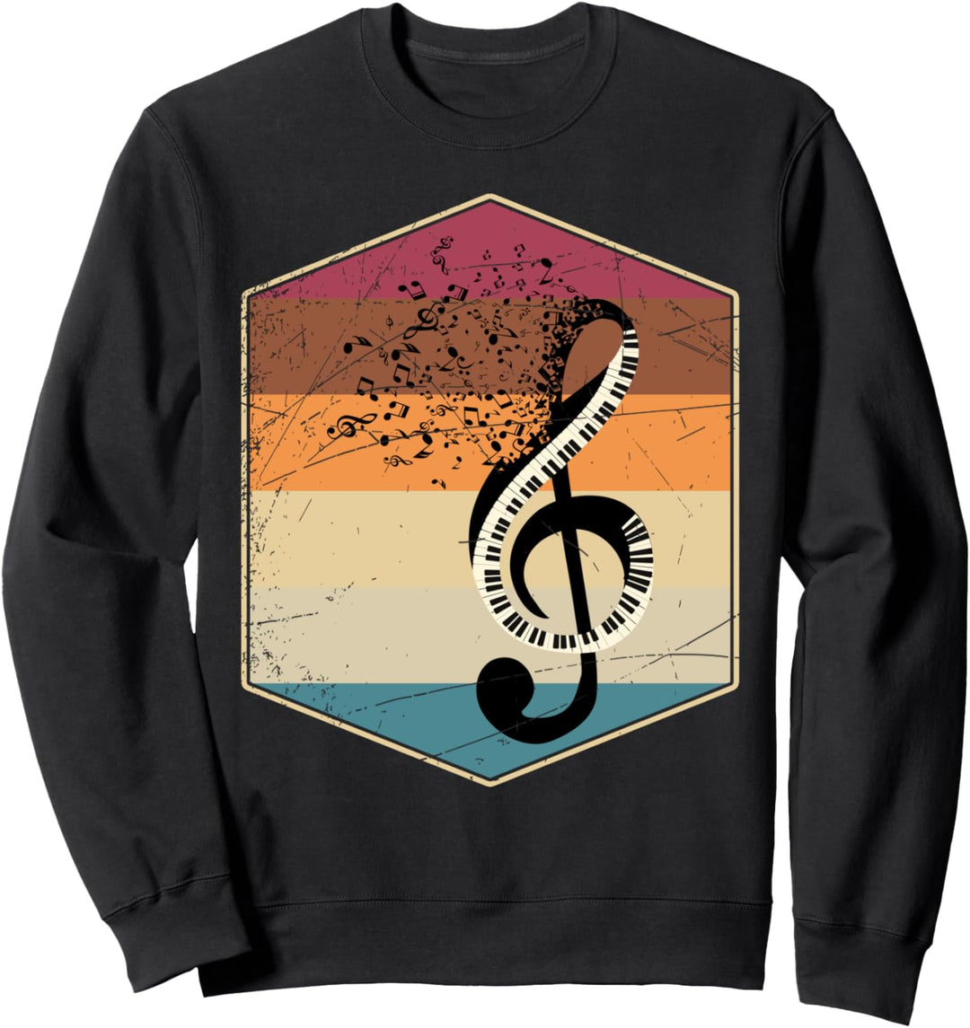 Retro Violinschlüssel Klaviatur Klassische Musik Klavier Sweatshirt