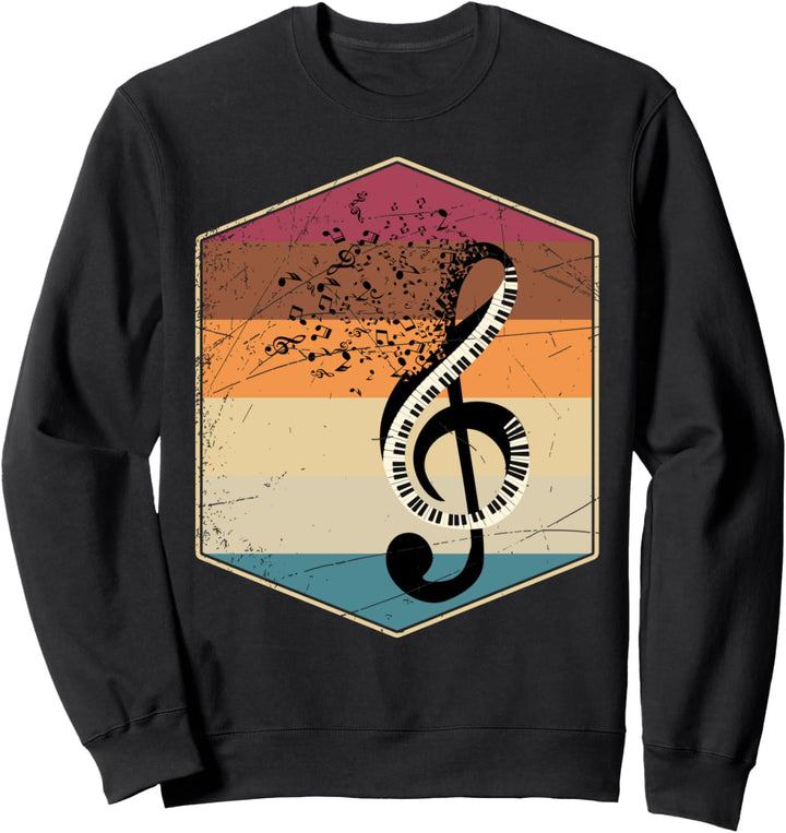Retro Violinschlüssel Klaviatur Klassische Musik Klavier Sweatshirt