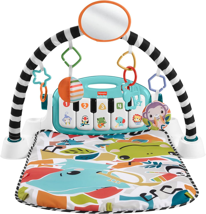 Fisher-Price Kontrast Kick & Play Pianospieldecke für Babys, Spielspass Pianospieldecke, tragbares M