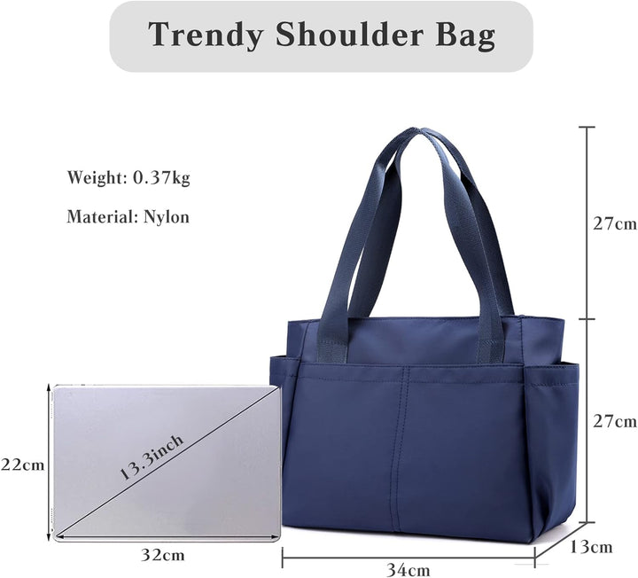 PORRASSO Schultertasche Nylon Handtasche Damen Hobotasche Tote Shopper Henkeltasche für Schule Reise
