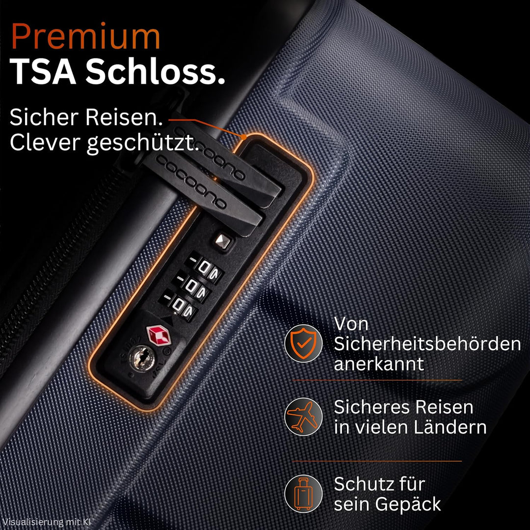 Cocoono Premium Handgepäck Koffer 55x40x20cm - passend für Ryanair, Lufthansa, Eurowings und co. I 3