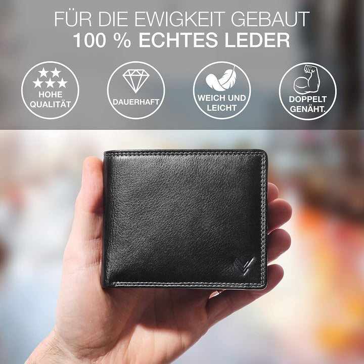 Lavalen® Geldbörse Herren Leder RFID - Portmonee Herren Gross - Portemonnaie Herren Leder Handgemach