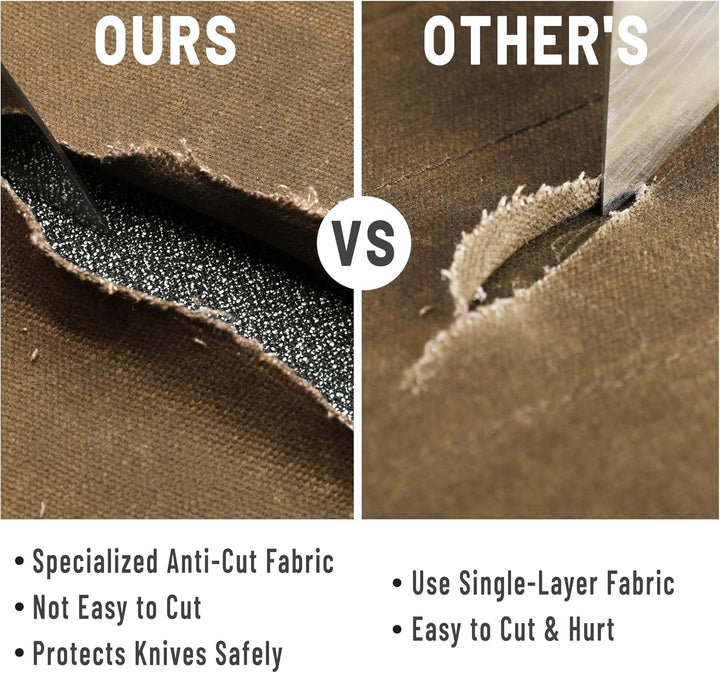 Kochmesserrolle, tragbares 4-Schlitz-Messeretui mit professionellem schnittfestem Tuch, strapazierfä