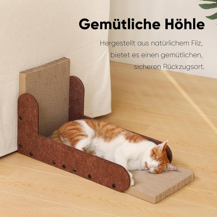 FUKUMARU Kratzbrett Katzen, 68 cm hohe L förmige Kratzpappe für Katzen, widerstandsfähig Katzenkratz