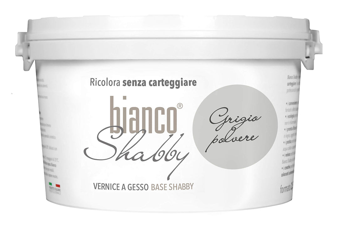 bianco Shabby® Grigio Polvere Kreidefarbe Wasserbasis für Alle Oberflächen einfach zu verarbeiten oh