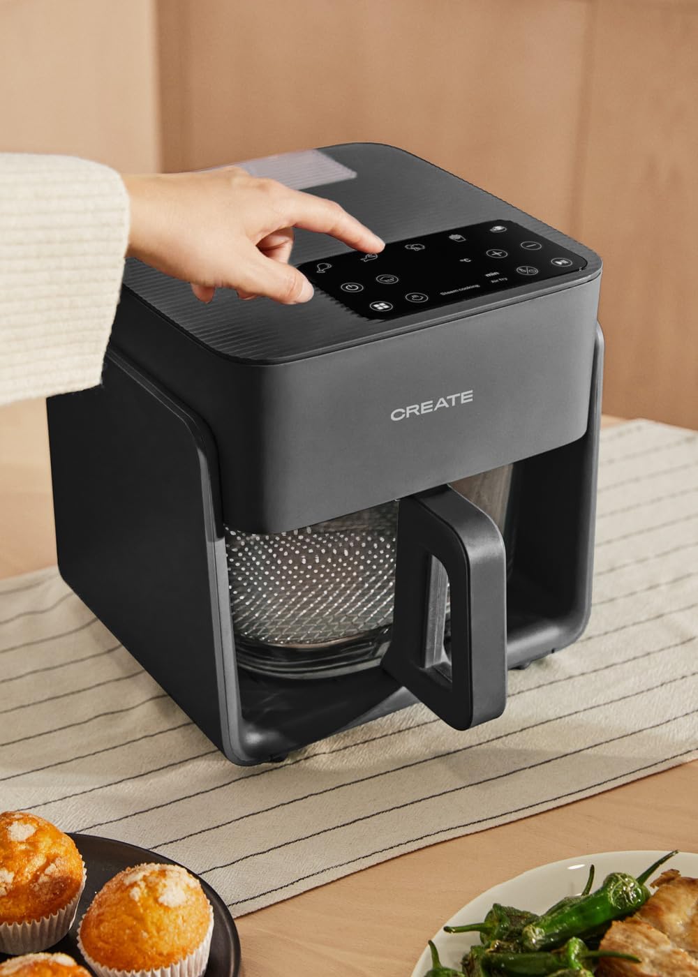 CREATE/AIR FRYER MIST/Ölfreie Heissluftfritteuse 4.2L mit Wasserdampfgarer Schwarz/Fassungsvermögen