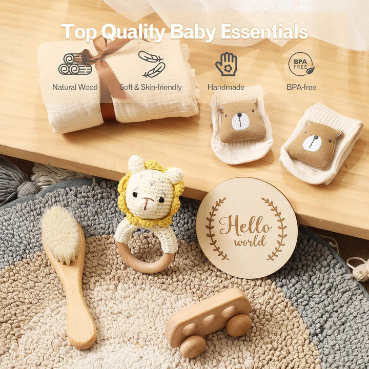 Youuys 6-Teilig Baby Geschenk zur Geburt für Neugeborene, Geschenk zur Junge und Mädchen Badetücher,