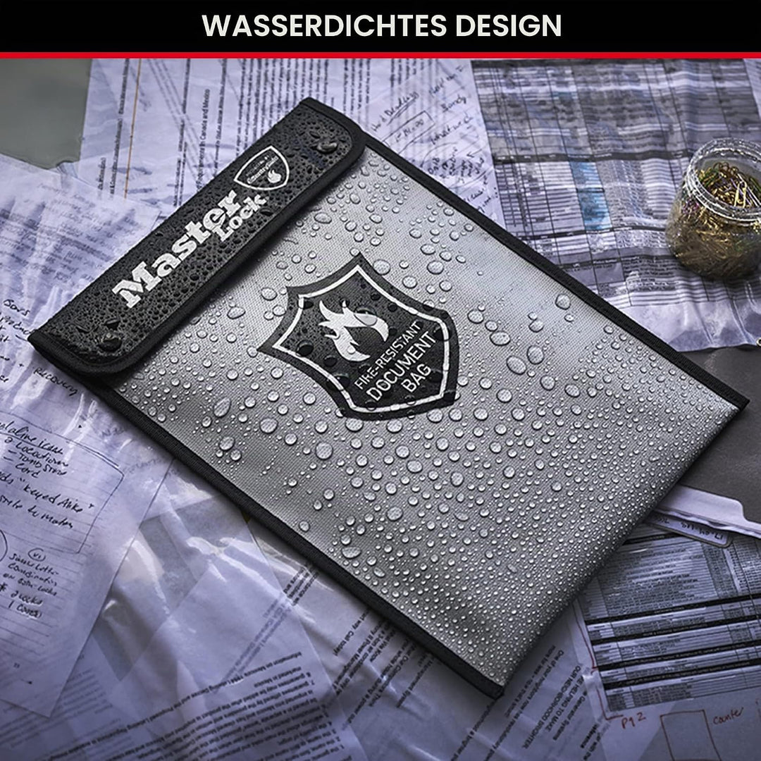 Master Lock Feuerfest Dokumentenbox und Feuerfest Dokumententasche LCFW30100 + FBWLZ0EURHRO, Feuerfe