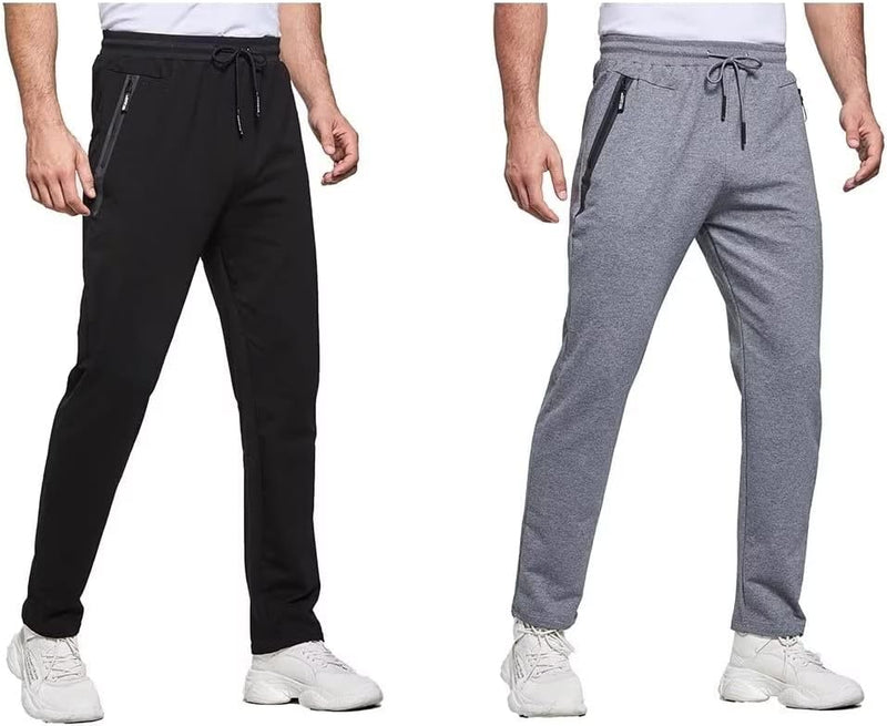 Tansozer Jogginghose Herren mit Reissverschluss Slim Fit Hose Herren mit Taschen XXL 2er Pack: Schwa