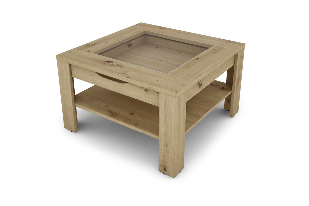 byLIVING Couchtisch Ralph/moderner Sofatisch mit Glaseinlage und grosszügiger Schublade in Artisan E