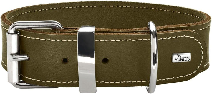 HUNTER AALBORG SPECIAL Hundehalsband, Leder, strapazierfähig, komfortabel, 65 (L), oliv oliv 65 (L),