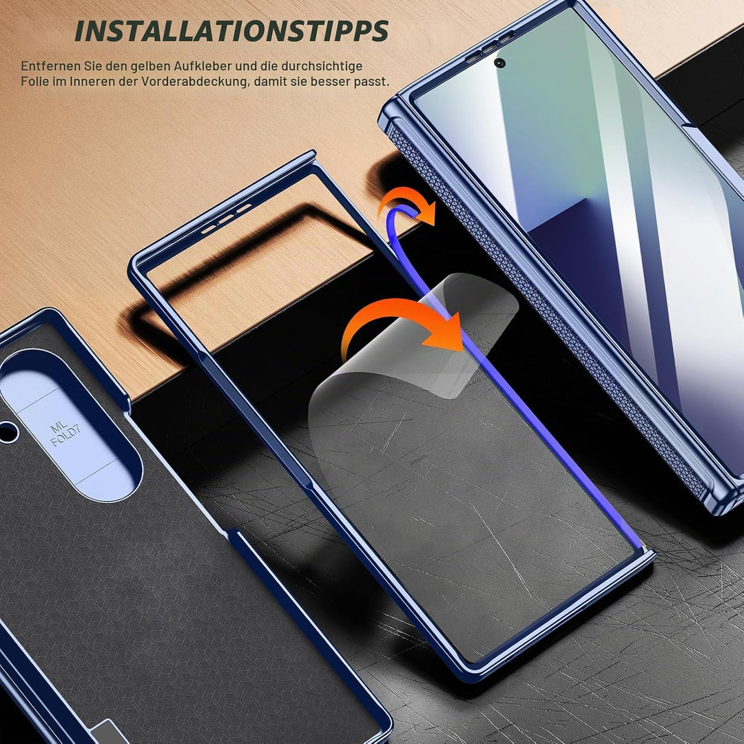 für Samsung Galaxy Z Fold 7 Hülle mit Ständer &amp; Displayschutzfolie, Ganzkörper Robuste Schutzhülle m