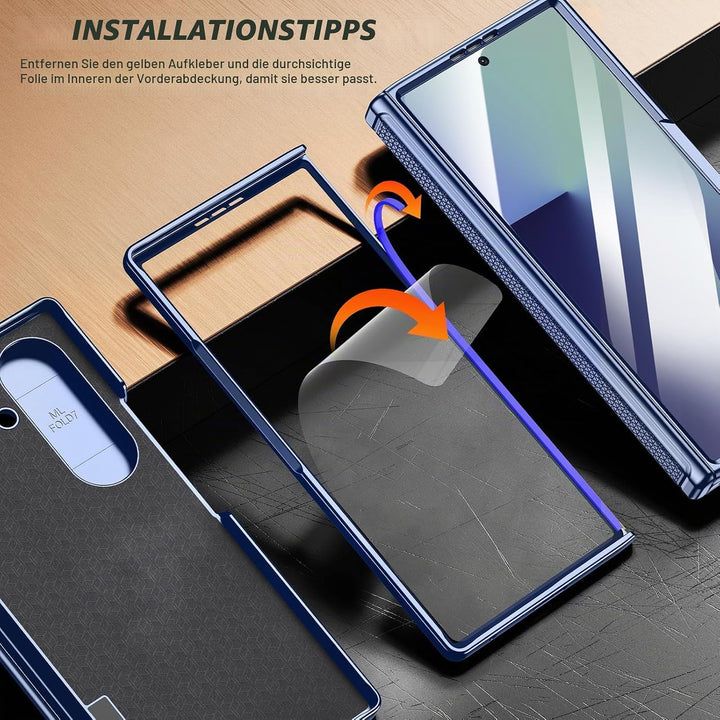 für Samsung Galaxy Z Fold 7 Hülle mit Ständer &amp; Displayschutzfolie, Ganzkörper Robuste Schutzhülle m