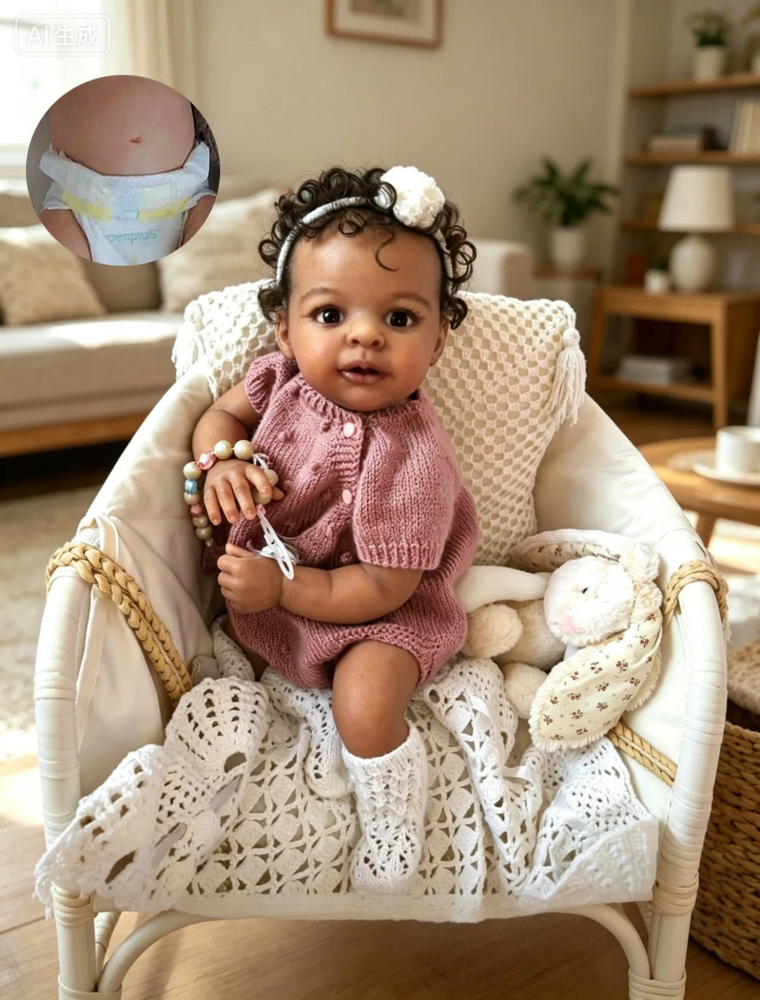 Zero pam Reborn Baby Mädchen, 48cm Reborn Baby Vollsilikon Lebensecht Puppe Mit Haaren, Realistisch