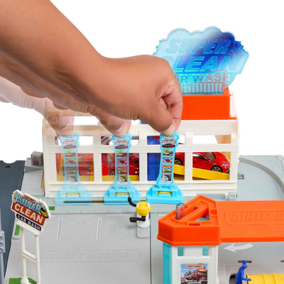 Matchbox Super Clean Autowaschanlage - erweiterbares Spielset mit spannenden Details, inklusive 1 Au