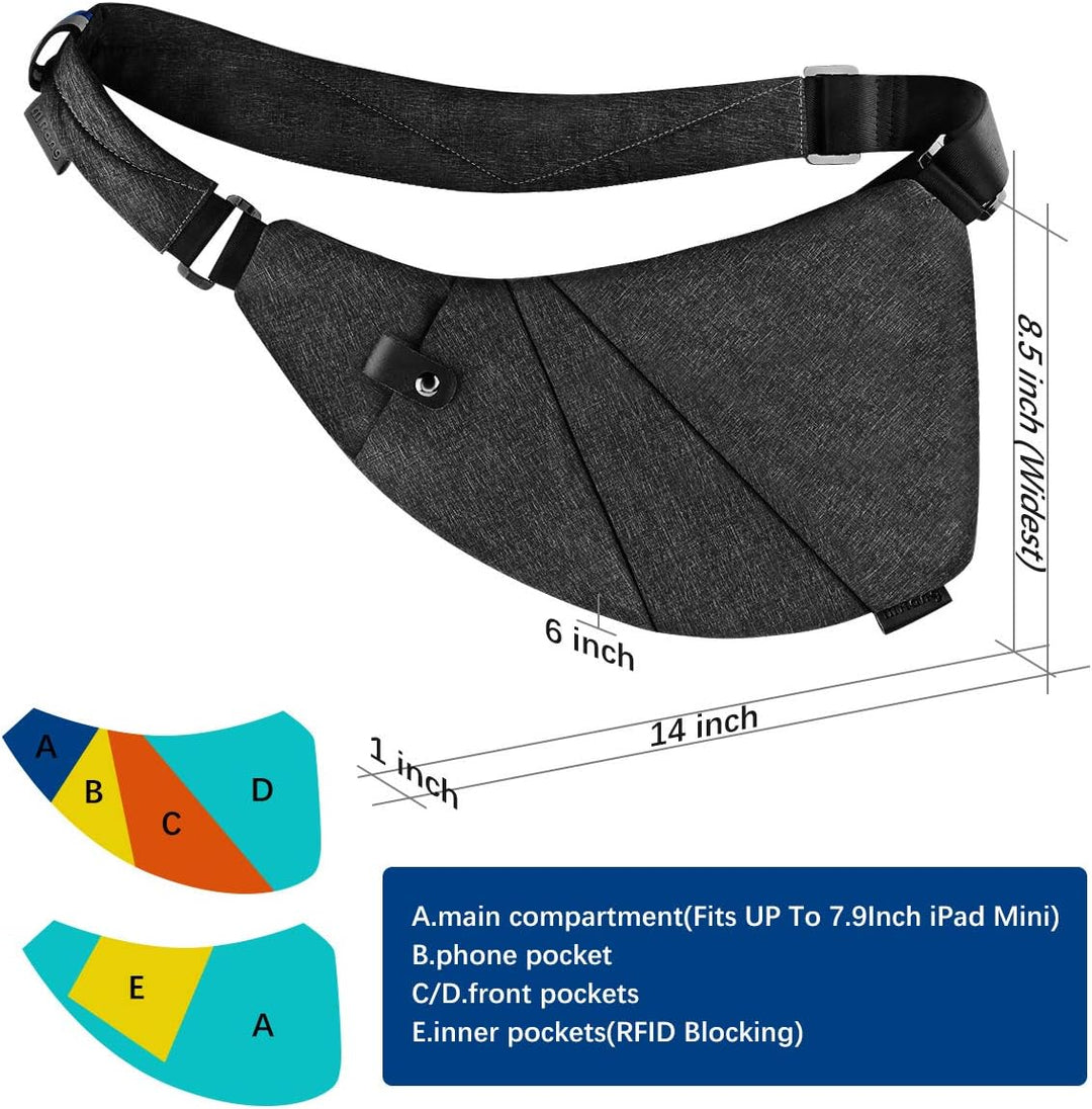MRang Schultertaschen Herrentaschen Crossbody Tasche Chest Pouch Schultertasche für Outdoor-Sport Re