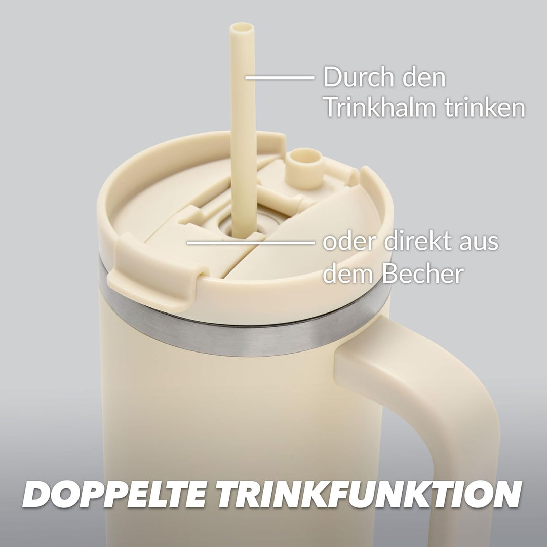 Contigo Tumbler | Thermosflasche mit Henkel und Strohhalm | 880 ml