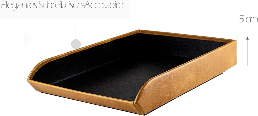 DELMON VARONE - Briefablage DIN A4 aus Premium Leder Vintage Anilin braun, Schreibtisch Organizer al